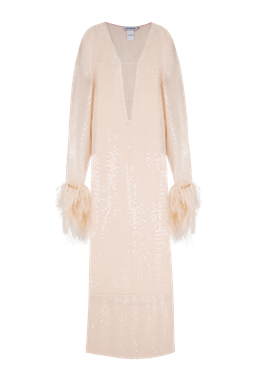 Платье с отделкой из перьев