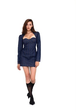 BETTY платье из темной джинсы с воротником