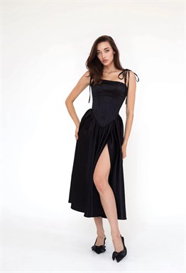 DANIEL атласное корсетное платье миди