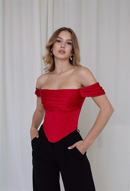 MONICA корсет красный с открытыми плечами