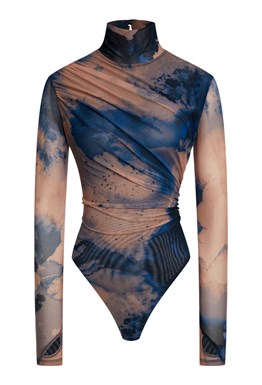 Боди с длинным рукавом Голубое