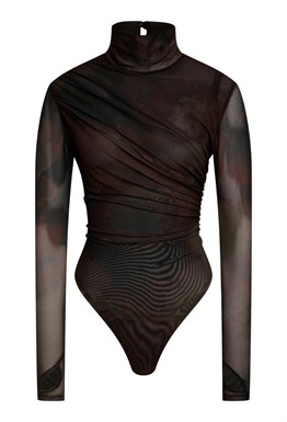 Боди с длинным рукавом бровн