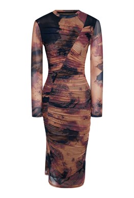 Длинное платье с косой сборкой Бордовое