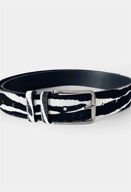 Ремень c принтом зебра белый-черный