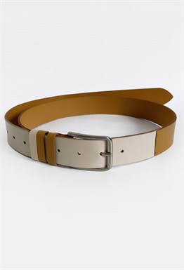 Ремень колорблок бежевый-горчичный