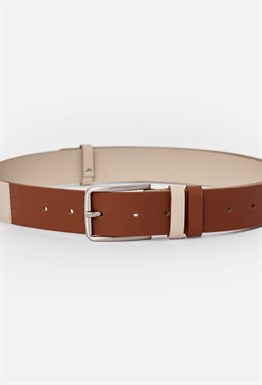 Ремень колорблок бежевый-карамельный