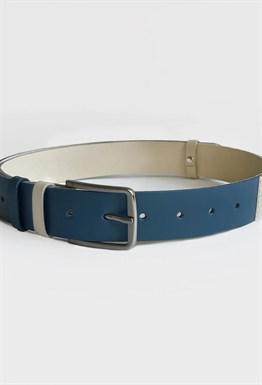 Ремень колорблок голубой-бежевый