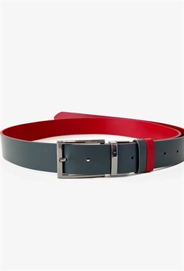 Ремень трансформер серый-красный