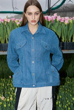 Рубашка с баской джинсовая синего цвета