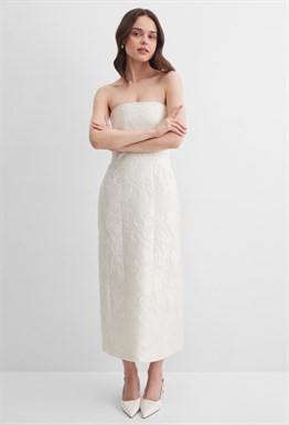 Платье-бандо миди из жаккарда