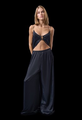 Черные широкие брюки из вискозы