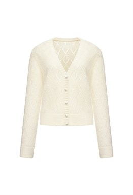 Кардиган из кид-мохера с узором в виде ромбов