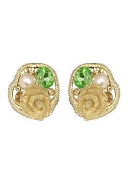 Серьги с жемчугом и кристаллами