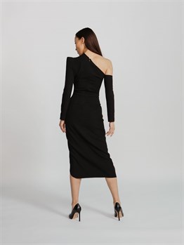 Платье ассиметричное черное миди