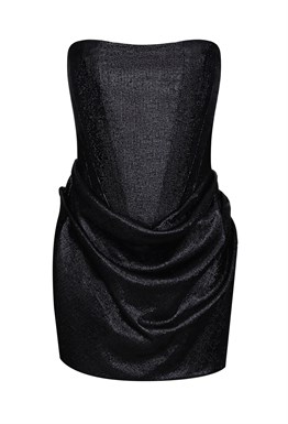 Чёрное драпированное платье