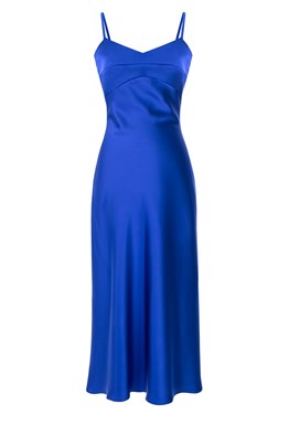Платье шелковое комбинация  синее