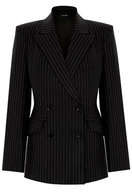Пиджак приталенный Черный в полоску