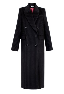 Пальто женское черное в полоску