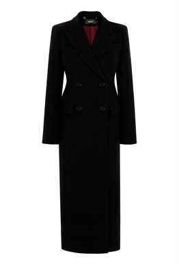 Пальто женское черное приталенное