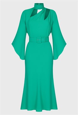 Платье зелёное асимметричное
