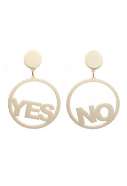 серьги YES/NO белые