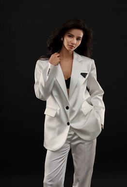 Жакет Oversize из атласа Black&White