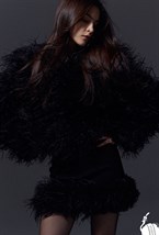 Юбка мини с декором из пера - фото 102397