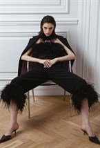 Брюки- кюлоты с декором из пера - фото 102413