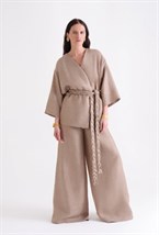 Брюки на резинке изо льна - фото 105501