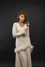 Платье из шерсти с перьями - фото 105667