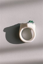 Кольцо сердце с малахитом - фото 108539