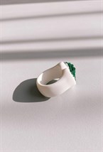 Кольцо сердце с малахитом - фото 108540
