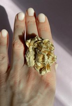 Кольцо бежевый лев с позолотой - фото 108550