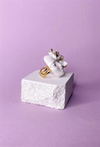 Кольцо белая Нимфа с позолотой - фото 108565