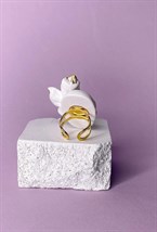 Кольцо белая Нимфа с позолотой - фото 108566