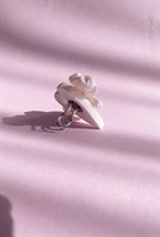 Кольцо Белое сердце с крестом - фото 108595