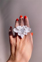 Кольцо Белое сердце с крестом - фото 108597