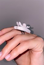 Кольцо Белое сердце с оком - фото 108600