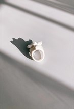 Кольцо Белое сердце с оком - фото 108603