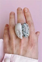 Серое кольцо с серым агатом - фото 108631