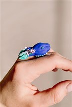 Кольцо синий кролик с цветами тиффани - фото 108659