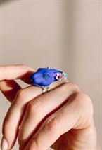 Кольцо синий кролик с цветами тиффани - фото 108660