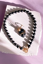 Колье из шунгита с кулоном Принцесса в золотой короне - фото 108718