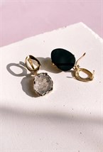 Серьги черная куколка мини с агатом - фото 108724