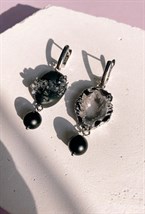 Серьги черная куколка мини с агатом - фото 108727