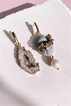 Серьги серая куколка мини с агатом - фото 108732