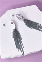 Серьги серебристая змейка с цепями - фото 108743