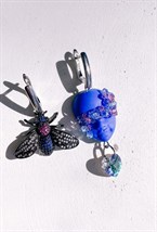 Серьги с сапфировой куколкой мини и пчелкой - фото 108749