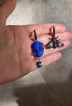 Серьги с сапфировой куколкой мини и пчелкой - фото 108751