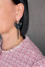 Асимметричные серьги чёрная кошка с иглами - фото 108769